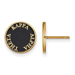 14K Plated Silver Kappa Alpha Theta Black Enamel Post Earrings